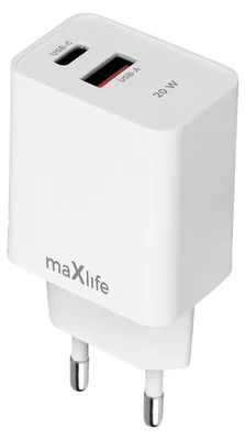 Produktbild von Maxlife MXTC-13-20AC PD QC Ladegerät 1x USB-C 1x USB 20W weiß