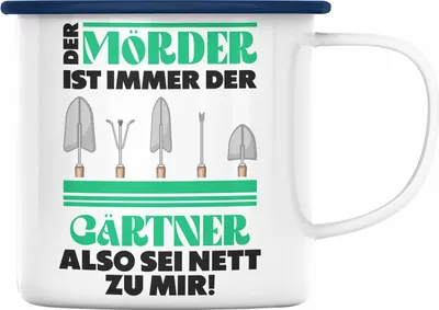 Produktbild von Trendation - Gärtner Emaille Tasse mit Spruch Garten Hobbygärtner Geschenk Lustig Gärtnerin Geschenkidee (Blau)