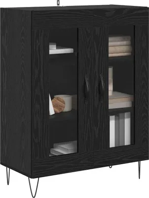Image de vidaXL Sideboard noir imitation chêne 69,5 x 34 x 90 cm Bois composite