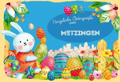 Image de vianmo Panneau en bois 20x30 cm Ostergrüße METZINGEN