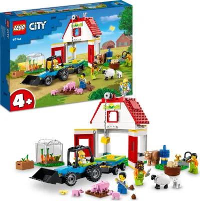 Produktbild von LEGO 60346 City Bauernhof mit Tieren, Schaf, Schwein, Kuh und mehr, und Spielzeug-Traktor mit Anhänger, Lernspielzeug für Kinder ab 4 Jahre