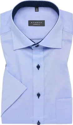 Produktbild von Eterna - Comfort Fit - Bügelfreies Herren Kurzarm Hemd, (8100 K137), Größe:45, Farbe:Blau (12)