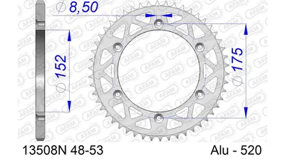 Produktbild von AFAM Kettenrad 13508N-50 Hinten für YAMAHA MOTORCYCLES WR Aluminium