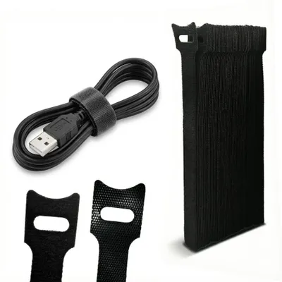 Produktbild von packivo Wiederverwendbare Klettkabelbinder – Flexibel, schonend - 20cm - 50 Stück, Schwarz