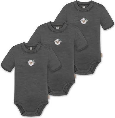 Produktbild von normani 3er Set Baby Kurzarm Body aus Wolle mit Druckknopf
