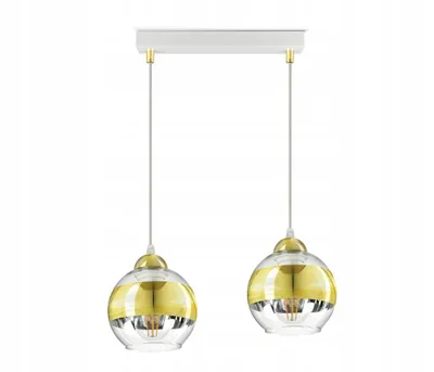 Zdjęcie produktu dla Lampa Sufitowa Żyrandol Biała Złota GLASS BZ2 LED