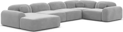 Produktbild von Samtstoff U-Form XL Wohnlandschaft Nuvia Hellgrau Links