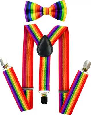 Produktbild von TRIXES Verkleidungszubehör mit Regenbogenmotiven - Fliege und Hosenträger - ACS018