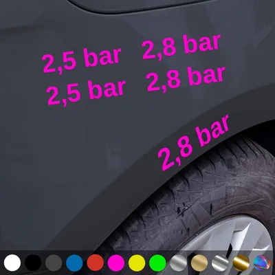 Produktbild von PantherPixel Reifendruck Aufkleber Reifenluftdruck BAR Luftdruck Sticker Auto Geschenkidee Farbe Neon-Pink