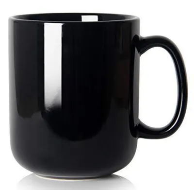 Image de Grande tasse en céramique de 600 ml, noire, avec anse, idéale pour le café et le thé