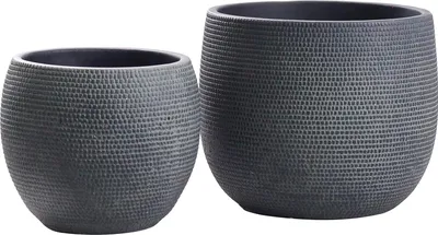 Zdjęcie produktu dla Zestaw ceramicznych doniczek Barcelona - doniczka do wewnątrz i na zewnątrz - 2 sztuki - czarna - ceramiczna