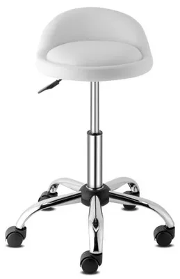 Produktbild von LEADZM Rollhocker Drehhocker Arbeitshocker Praxishocker Drehstuhl Bürohocker mit Rollen Rollhocker mit Lehne Arbeitshocker höhenverstellbar Weiss