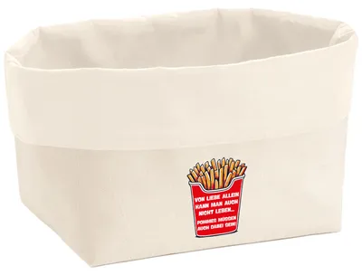 Produktbild von Huuraa Organizer Liebe allein nicht Pommes dabei 8 Liter Large Canvas Baumwolle Utensilo Geschenkidee