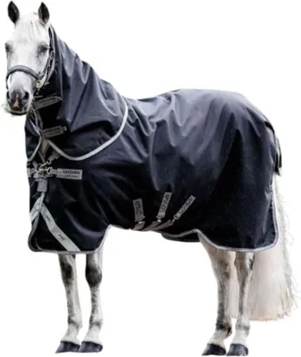 Image de Ensemble de couvertures Horseware Amigo 1200D Plus pour l'extérieur (50g + doublure 100g et 200g), taille : 155 cm / 6'9, couleur : Noir/Gris titane/Argent