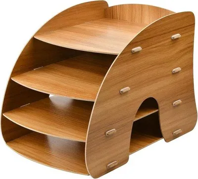 Produktbild von Famanu Holz Büro Organizer mit 4 Fächern - A4 Dokumentenhalter