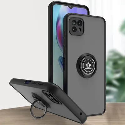 Produktbild von Moto G50 5G Hülle, Ring Halter Ständer Matte Transluzent TPU Rahmen Stoßfest Schutzhülle für Motorola Moto G50 5G Schwarz
