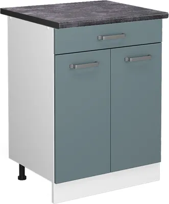 Image de Meuble cuisine Vicco R-Line Bleu-gris 60cm avec tiroir, PT Anthracite, Model 46981