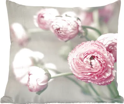 Produktbild von MuchoWow® Zierkissen Sofakissen Wohnzimmer Dekokissen 40x40 cm Rosa Butterblumen in einer Glasvase - Foto Kissen - Schlafzimmer Dekoration