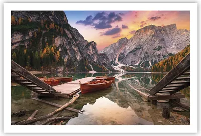 Produktbild von Poster - Poster ohne Rahmen - Boote Berge See - 91,5x61 cm - Wand Bild - Wanddeko - Wandbilder - Kunstposter - Wandposter - Bilder - Kunstdruck - Wanddekoration - Wandbild - P2XAA91x61-4638