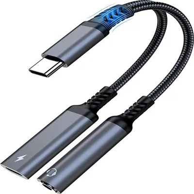 Produktbild von INF Type-C 2-in-1 Adapter: 384Hz/32bit, 60W PD Schnellladung, Audio Silber