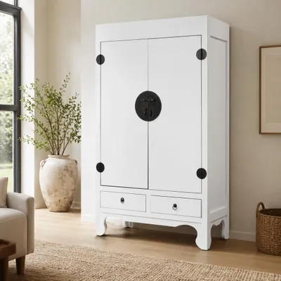 Produktbild von Hochzeitsschrank ASIA Antik-Weiß Shabby Chic ca. H175cm