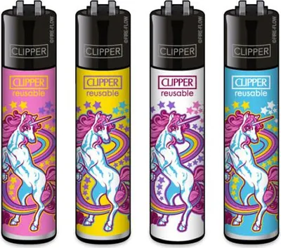 Produktbild von 4 Clipper Reibradfeuerzeuge UNICORNS