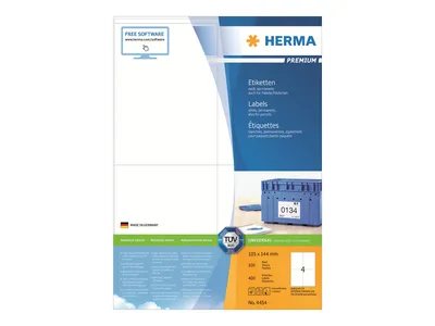 Immagine prodotto di Etichette Premium A4, carta bianca 105x144 mm opaca 400 pz.
