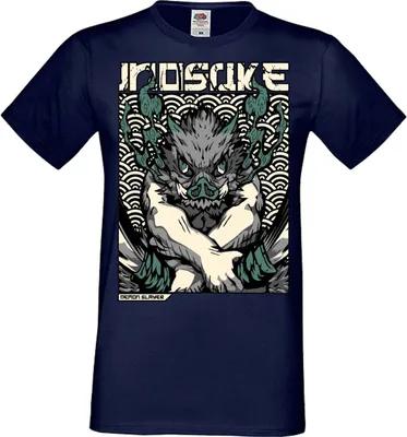 Zdjęcie produktu dla Męska Koszulka Manga Anime Demon Anime Slayer Hashibira Inosuke Two Sowrds Slayer, Man XL / Ciemnoniebieski