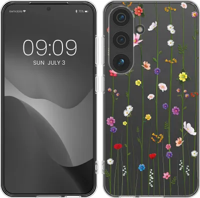 Produktbild von kwmobile Case kompatibel mit Samsung Galaxy S24 Plus - Hülle Silikon transparent Wildblumen Ranke Mehrfarbig Transparent