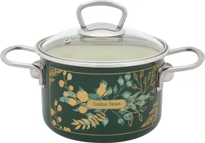 Image de Casserole de 2 L avec couvercle en verre Golden Times Metalac émaillé/16 cm/2 L