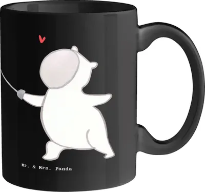 Produktbild von Mr. & Mrs. Panda haferl Fechten Spruch - Schwarz - Geschenk, Teetasse, Kaffeetasse, Sport, Sprüche, Humor, Sportler Geschenke, Tasse, Kaffeebecher, Pott, Geschicklichkeit