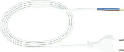 Produktbild von Kabel mit Flachstecker ohne Erdung, weiß, 2m OMYp 2x0,75 Elgotech