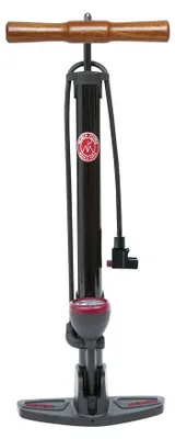 Obrázok produktu pre Cyklistická pumpa Mine Beeper s retro potlačou, univerzálnou hlavicou a manometrom – 165 psi 11 bar – čierna
