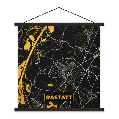 Produktbild von MuchoWow® Textilposter Gold - Deutschland - Karte - Rastatt 40x40 cm mit schwarzem Rahmen - Fotos
