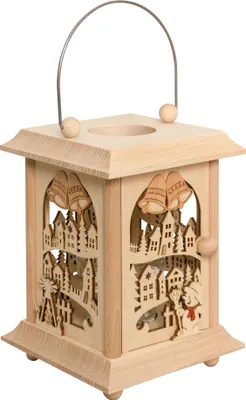 Produktbild von Kuhnert Tischlaterne, Teelichthalter, Laterne aus Holz - Winterdorf - 27057