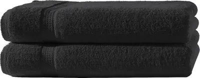 Produktbild von 2 Badetücher schwarz 100x150 cm Set Baumwolle Frottee Badetuch groß XXL weich