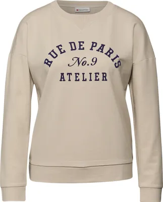 Produktbild von Street One flock wording shirt w.rib neck Baumwolle beige 38
