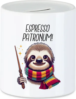Produktbild von Espresso Patronum Faultier Spardose - Humorvolle Kaffeeidee