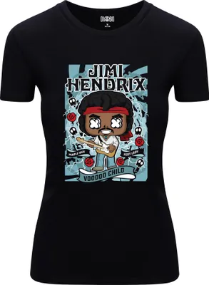 Immagine prodotto di Diarbo t-shirt da donna con stampa amante della musica Jimi Hendrix poster nero taglia S
