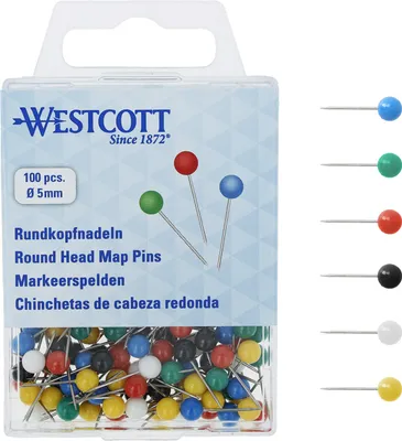 Produktbild von Rundkopfnadeln Stecknadeln Markierungsnadeln Pinnwandnadeln Nadeln 100 Stück Ø 5 mm bunt