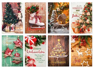 Produktbild von Glückwunschkarten Weihnachten 100 Stück 8 Motive