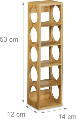 Produktbild von Relaxdays Weinregal Bambus, HxBxT:53x14x12cm, Flaschenhalter 5 Fächer, Holzregal für Wein, stapelbar, natur