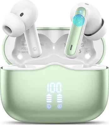 Produktbild von xinwld Bluetooth Kopfhörer, Kopfhörer Kabellos Bluetooth 5.3 In Ear Kopfhörer mit 4 ENC Noise Cancelling Mic, Kabellose Kopfhörer Tiefer Bass Wireless Earbuds 40Std, IP7 Wasserdicht Ohrhörer, Grün