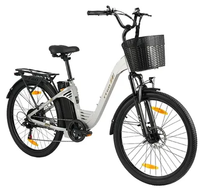 Image de Vélo électrique C2 PRO - VTT électrique urbain de 250W pour adultes - Batterie lithium 36V 18Ah 648Wh - Roues de 66 cm - 7 vitesses - Freins à disque doubles - Argent