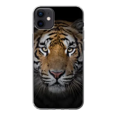 Produktbild von MuchoWow® Handyhülle Schutzhülle Hülle für iPhone 12 mini Tiger - Wildtiere - Porträt - Schwarz - Tiere Silikon Softcase Handy Hülle - Bild
