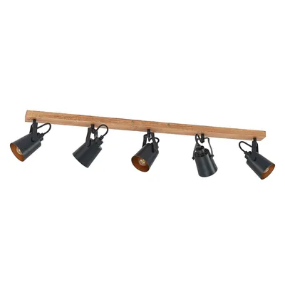 Produktbild von Lindby Deckenstrahler Kimban, 5-flg., 106 cm, Holz, Metall