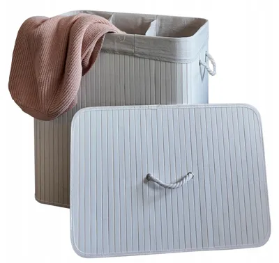 Produktbild von Ekspand | Wäschekorb - 150 L - Weiß - mit Deckel - 60 x 40 x 61,5 cm