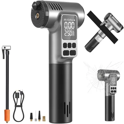 Produktbild von Elektrische Fahrradpumpe mit NotfallwerkzeugTragbarer 150PSI Luftpumpe mit 4000-mAh-Akku,elektrischer Luftkompressor,elektrische Pumpe, 5 Modi und LCD