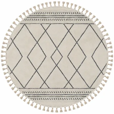 Imagen del producto de Alfombra circular "ccan Desert" de 190x190 cm (diámetro), diseño circular, blanco/gris, diseño en blanco y negro, material: poliéster