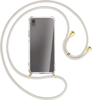 Produktbild von Handykette Backcover-Schutzhülle mit Band (Metall goldfarben) für Sony Xperia XA1 - broken white